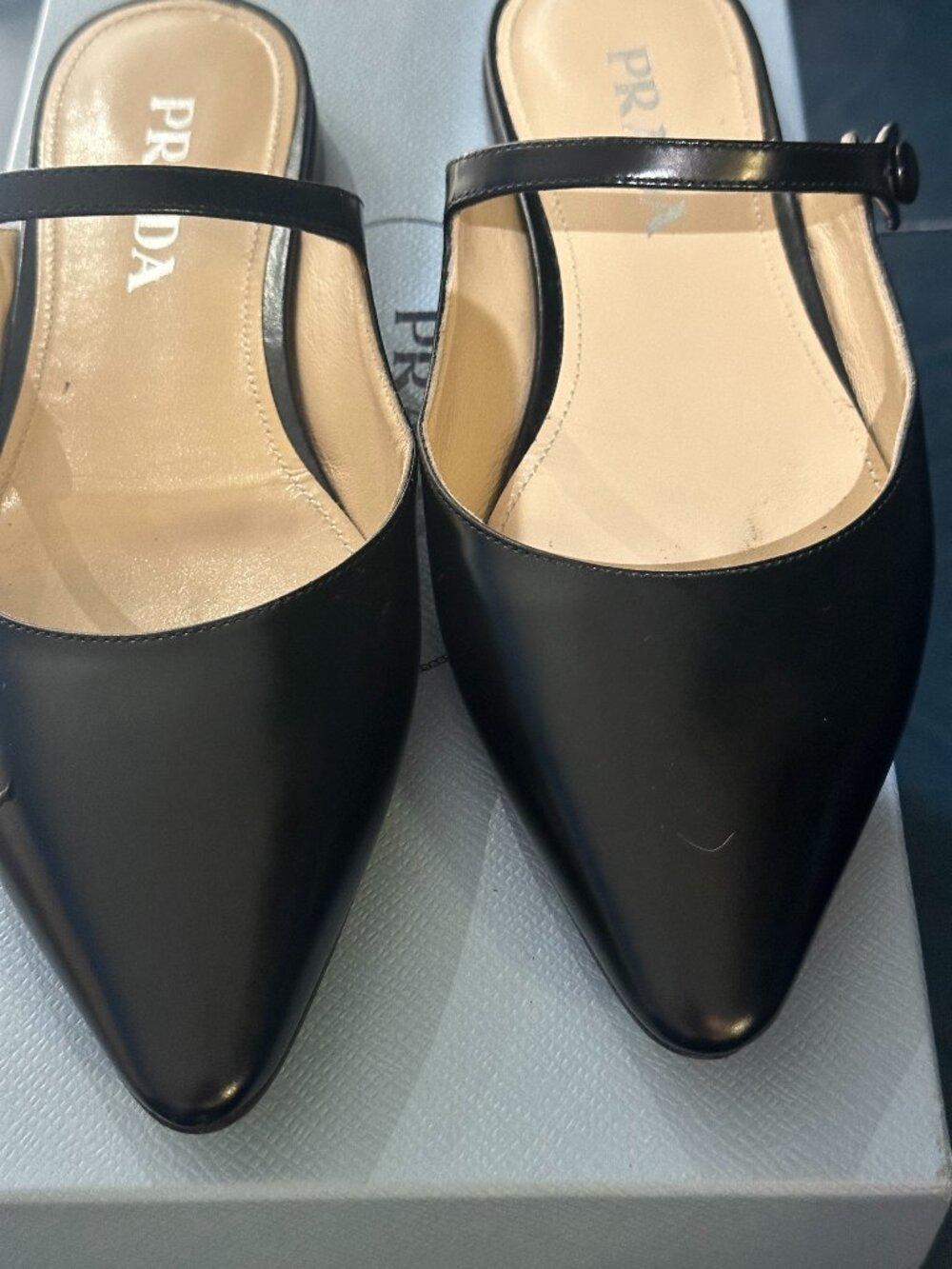 Prada Leather Mary Jane Flat Mules